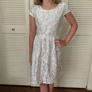White and silver sparkle girls dress sizes 12.